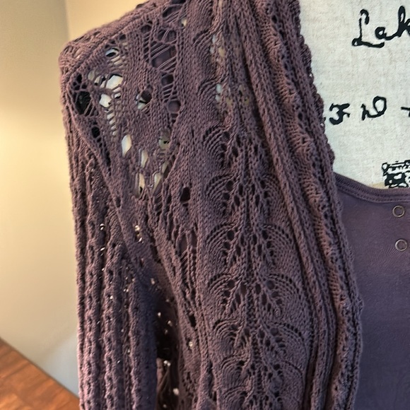 CAbi Crochet Sweater & Tank top set PURPLE M MEDIUM Like New $25 for set - Picture 2 of 9